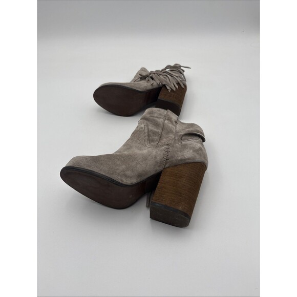 Jeffrey Campbell Havana Last Suede Leather Fringe Ankle Boots Western Taupe Sz 6 - Picture 5 of 5
